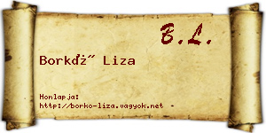 Borkó Liza névjegykártya